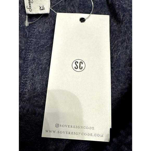 Sovereign Code Sweat Shorts Speckled Style Drawstring Pockets Blue White L NWT - Picture 7 of 7